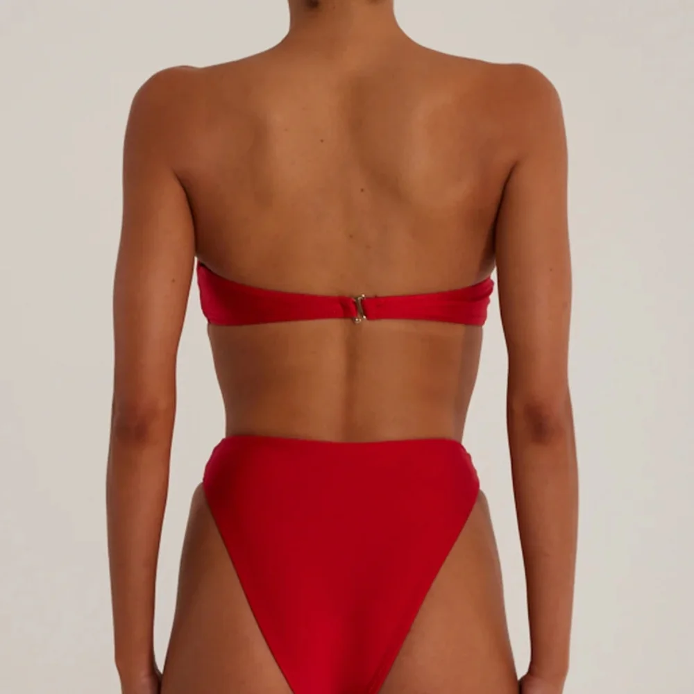 SAME LA Scarlet Bandeau Bikini with Rose Accent - Picture 3 of 10